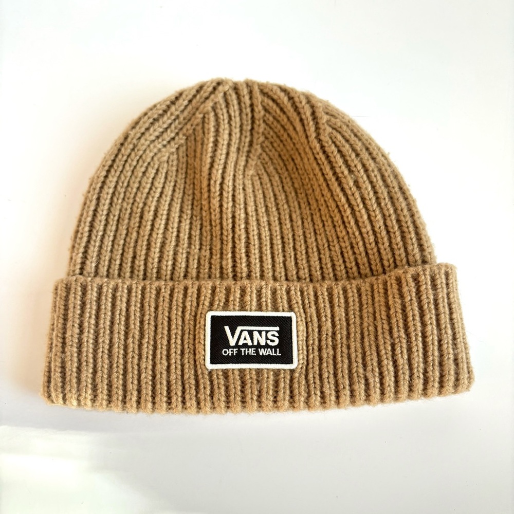 VANS Off the Wall Beige Knit Fold Over Beanie Cap 2022 EUC‎ - Picture 11 of 11